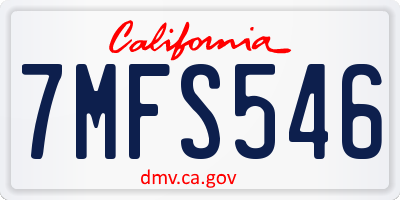 CA license plate 7MFS546
