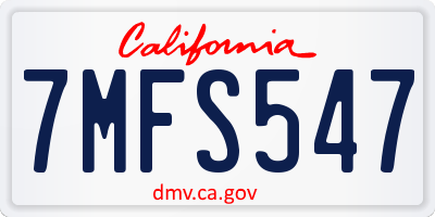 CA license plate 7MFS547