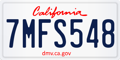 CA license plate 7MFS548