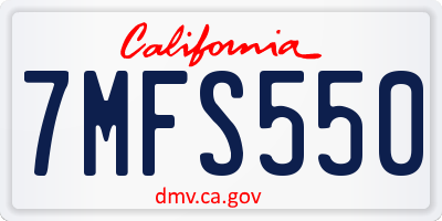 CA license plate 7MFS550