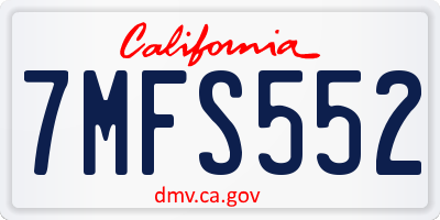 CA license plate 7MFS552