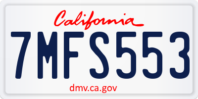 CA license plate 7MFS553