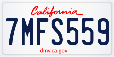 CA license plate 7MFS559