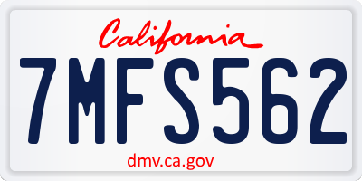 CA license plate 7MFS562