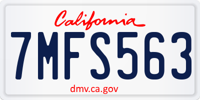 CA license plate 7MFS563