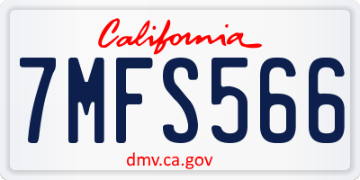 CA license plate 7MFS566