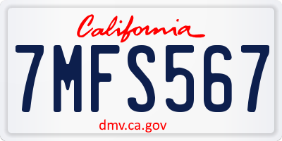 CA license plate 7MFS567