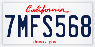 CA license plate 7MFS568