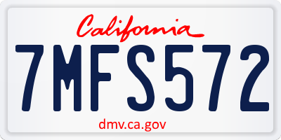 CA license plate 7MFS572