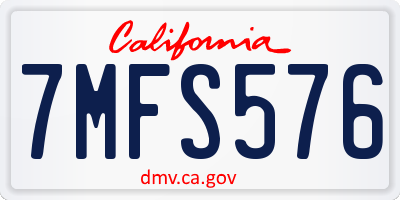 CA license plate 7MFS576