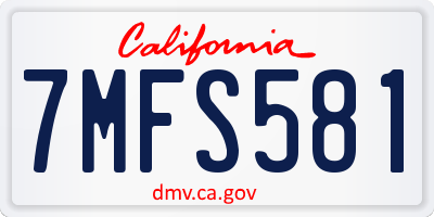 CA license plate 7MFS581