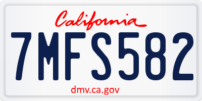 CA license plate 7MFS582