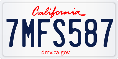 CA license plate 7MFS587