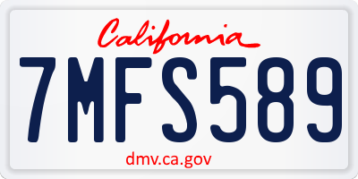 CA license plate 7MFS589