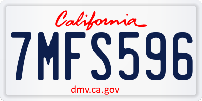 CA license plate 7MFS596