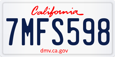 CA license plate 7MFS598
