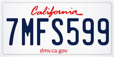 CA license plate 7MFS599