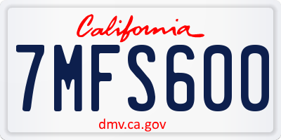 CA license plate 7MFS600