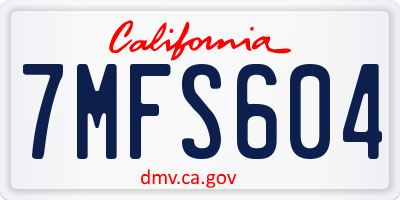 CA license plate 7MFS604