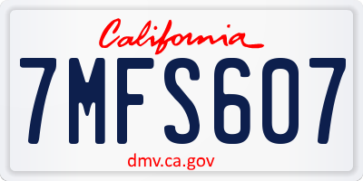 CA license plate 7MFS607
