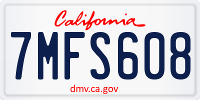 CA license plate 7MFS608