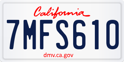 CA license plate 7MFS610