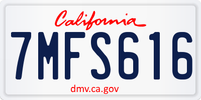 CA license plate 7MFS616