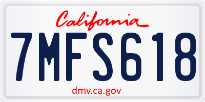 CA license plate 7MFS618