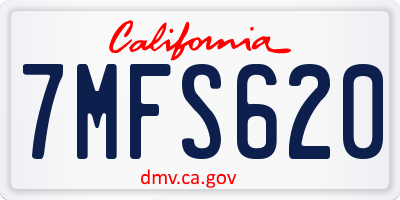 CA license plate 7MFS620