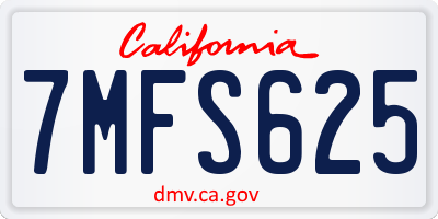CA license plate 7MFS625