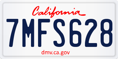 CA license plate 7MFS628
