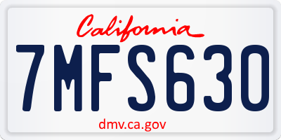 CA license plate 7MFS630