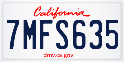 CA license plate 7MFS635