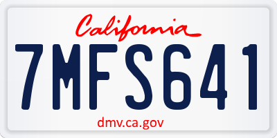 CA license plate 7MFS641