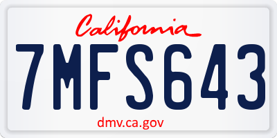 CA license plate 7MFS643