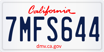 CA license plate 7MFS644
