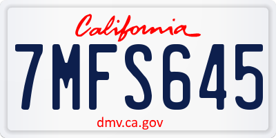 CA license plate 7MFS645