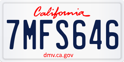 CA license plate 7MFS646