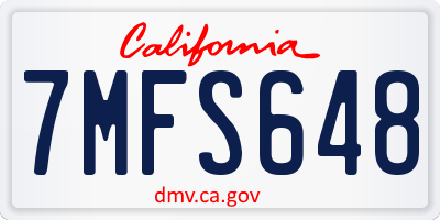 CA license plate 7MFS648