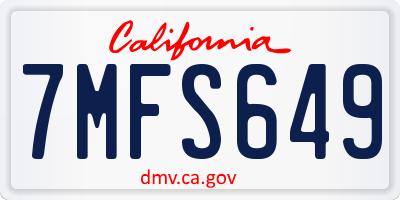 CA license plate 7MFS649