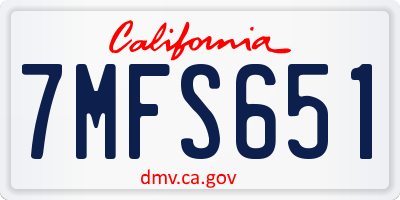 CA license plate 7MFS651