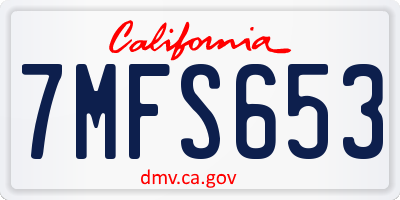 CA license plate 7MFS653
