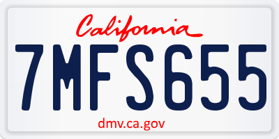 CA license plate 7MFS655