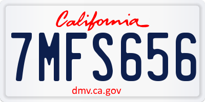 CA license plate 7MFS656