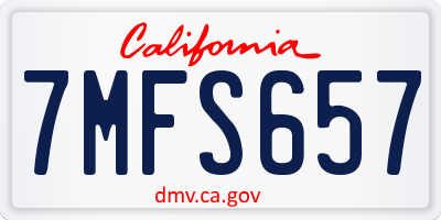 CA license plate 7MFS657