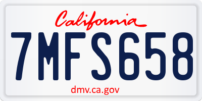 CA license plate 7MFS658