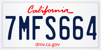 CA license plate 7MFS664