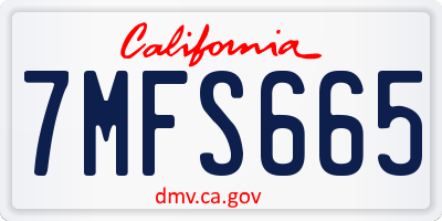 CA license plate 7MFS665