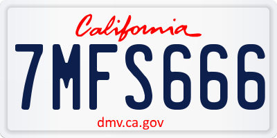 CA license plate 7MFS666