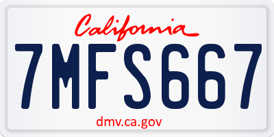 CA license plate 7MFS667